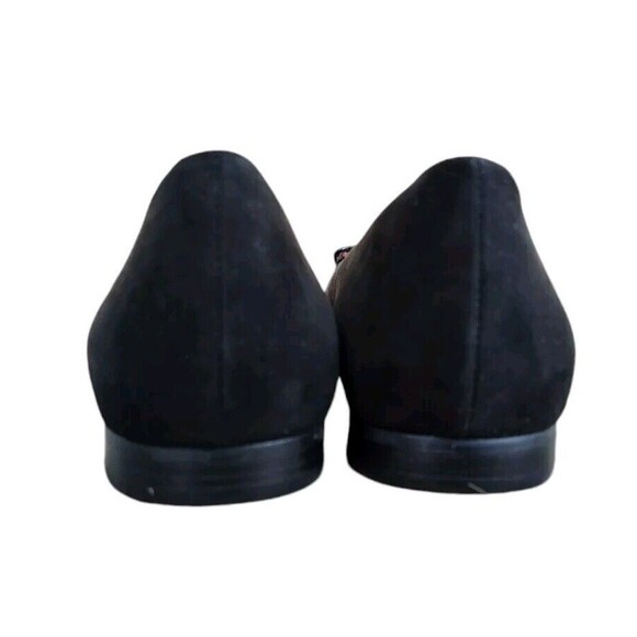 Talbots Black Suede Ballet Flats Buckle Tweed 6.5 B Square Toe Flats - Picture 7 of 7